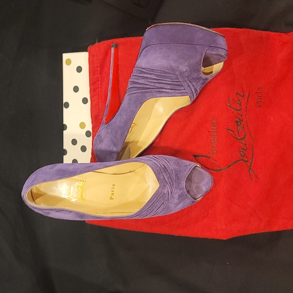 Purple Christian Louboutin 38 1/2 open toe heels
